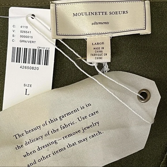 Anthropologie Moulinette Soeurs Green Top Cami NWT - Picture 5 of 6